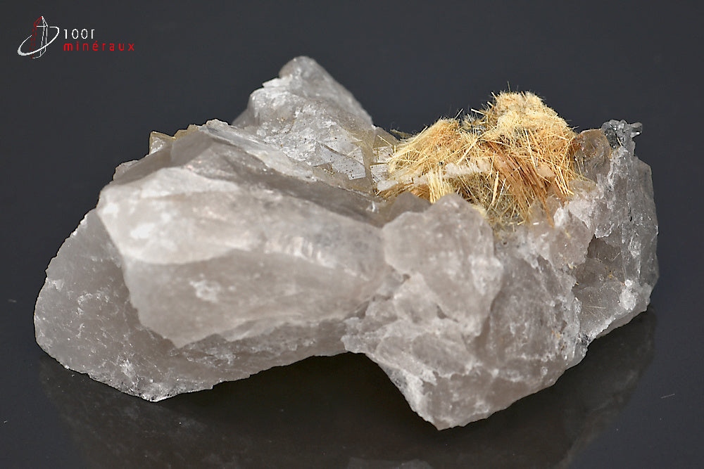 Minéral cristallisé de rutile sur quartz du Brésil