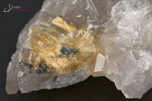 Minéral cristallisé de rutile sur quartz du Brésil