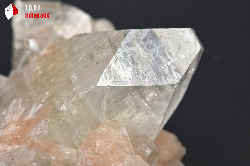 Minéral cristallisé d'apophyllite translucide et stilbite d'Inde