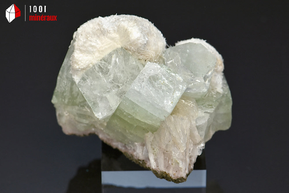 Minéral cristallisé d'apophyllite verte et de mordénite d'Inde