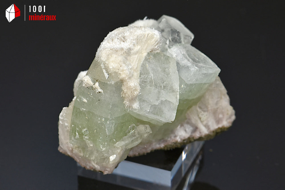 Minéral cristallisé d'apophyllite verte et de mordénite d'Inde