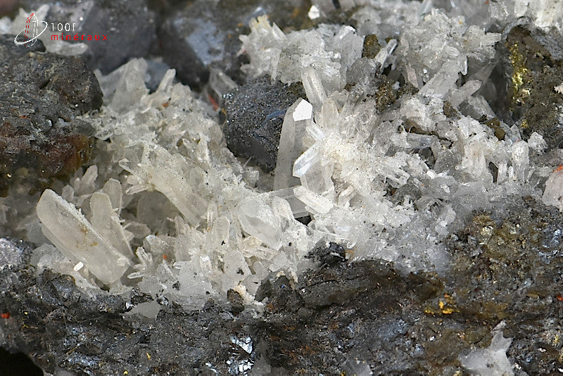Minéral cristallisé de réalgar, galène et quartz du Pérou