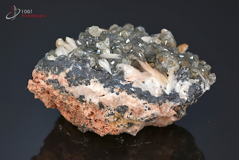 Minéral cristallisé de baryte, cérusite et galène du Maroc