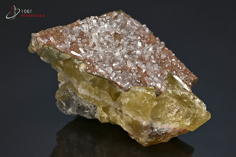 Minéral cristallisé de fluroine jaune et calcite d'Espagne