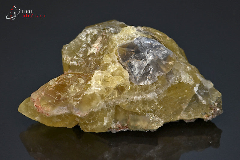Minéral cristallisé de fluroine jaune et calcite d'Espagne