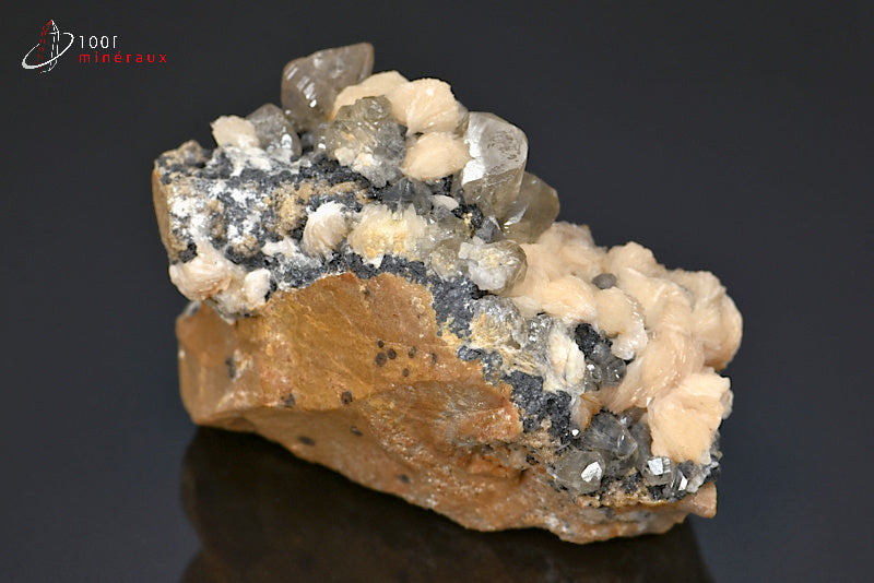 Minéral cristallisé de baryte, cérusite et galène du Maroc