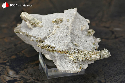Scapolite et Pyrite sur Gypse de Haute-Garonne - Minéraux de France. Pièce unique.
