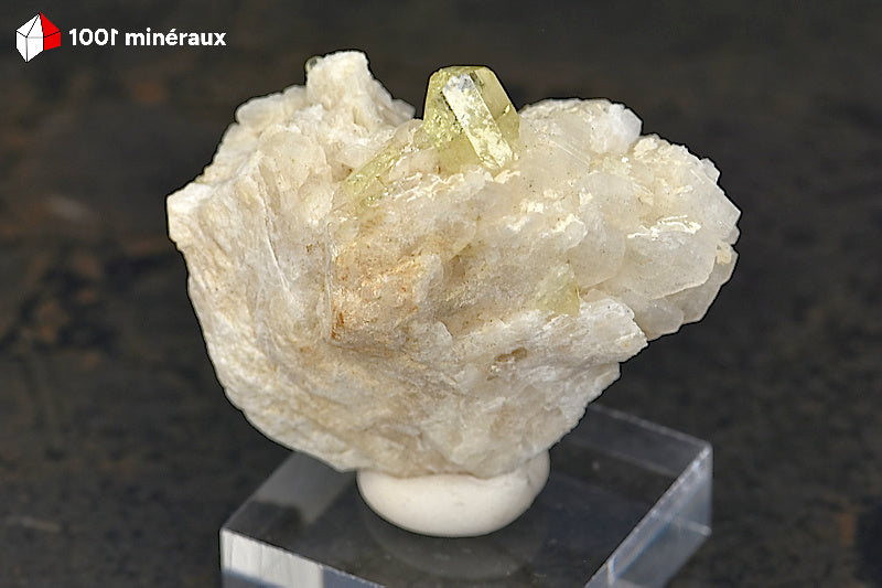 Brazilianite sur Albite du Brésil - Cristaux jaunes translucides. Pièce unique.