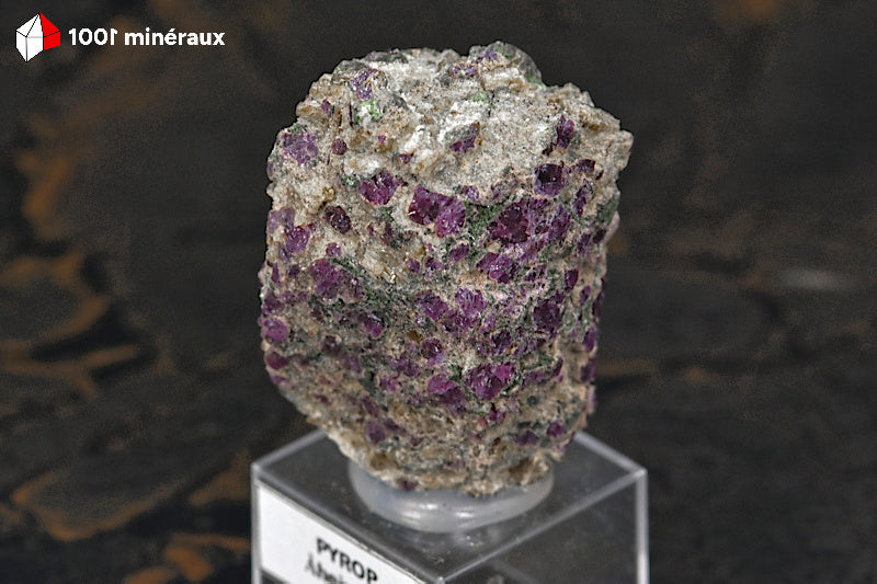 Pyrope et Diopside de Norvège - Grenat rouge avec pyroxène vert. Pièce unique.