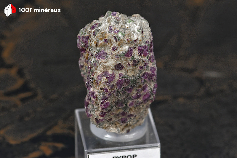 Pyrope et Diopside de Norvège - Grenat rouge avec pyroxène vert. Pièce unique.