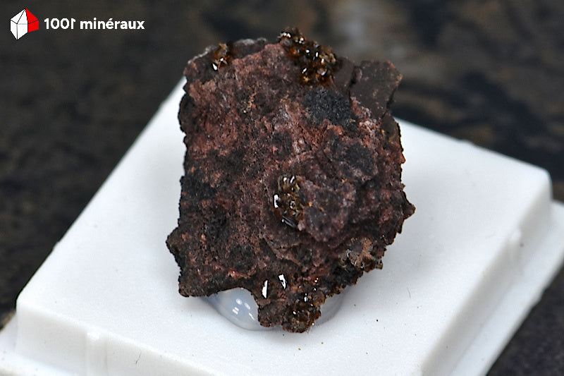 Jarosite d'Espagne - Petits cristaux translucides bruns sur matrice BE883.