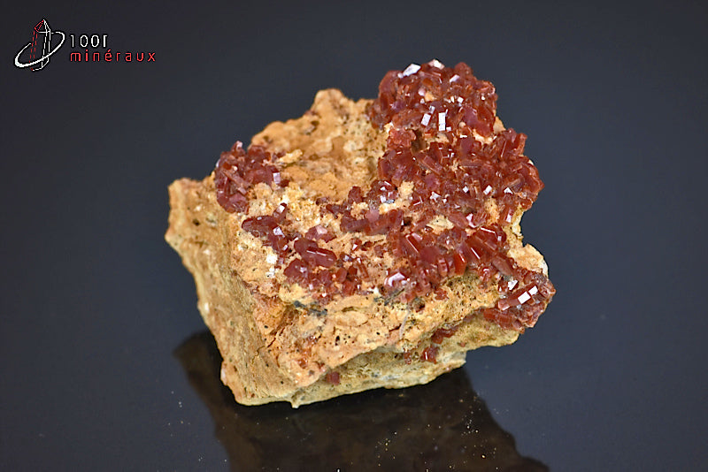 Minéral cristallisé de vanadinite rouge du Maroc