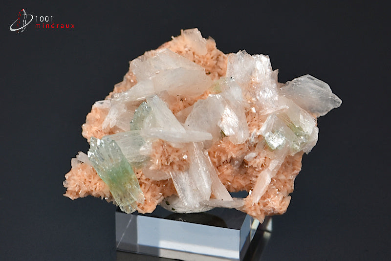 Minéral cristallisé d'Apophyllite, stilbite et heulandite d'Inde