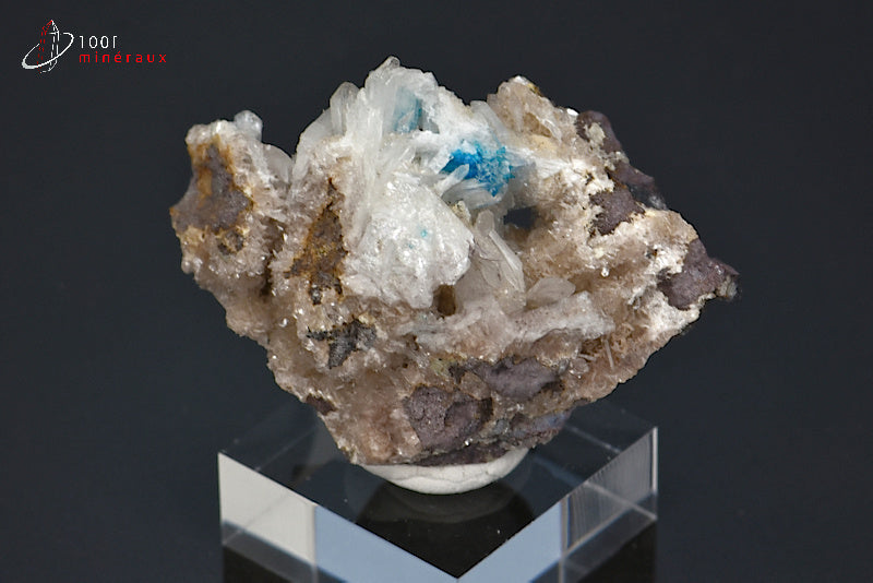 Minéral cristallisé de cavansite bleue d'Inde
