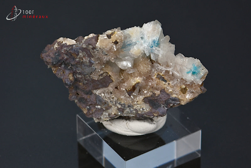 Minéral cristallisé de cavansite bleue d'Inde
