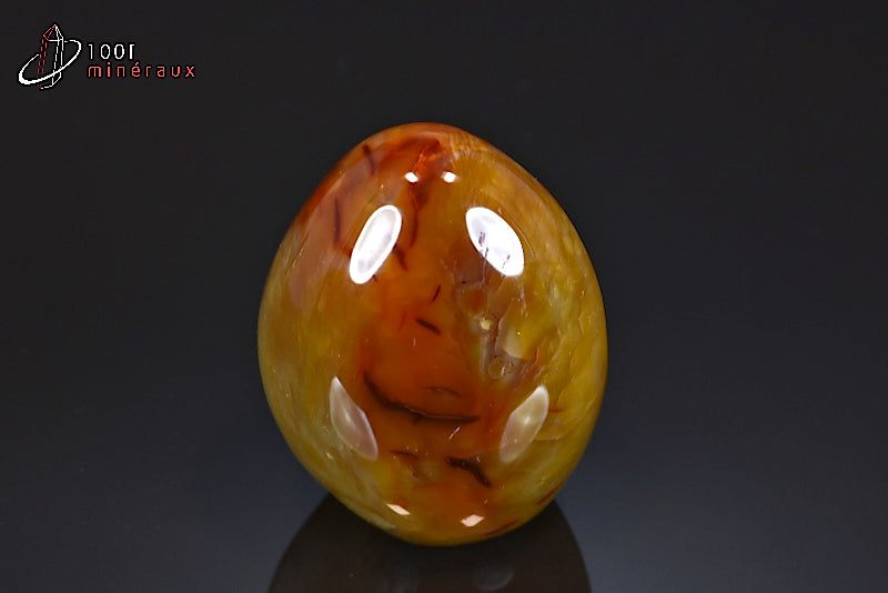 Minéral poli de cornaline orange et jaune de Madagascar en forme libre