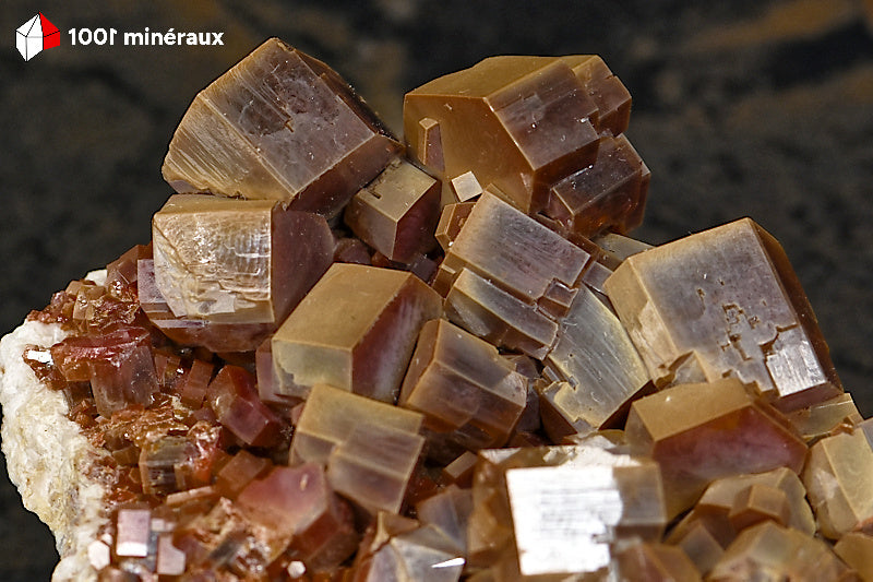 Vanadinite du Maroc - Détail des cristaux hexagonaux épais bien formés - 96 g
