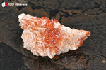 Vanadinite du Maroc (cristaux orange vif sur Barytine blanc-beige cristallisée) - 82 g / BH248 - Vignette | 1001 minéraux