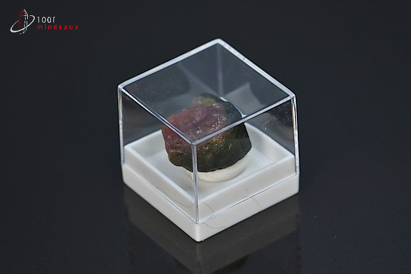 Minéral cristallisé de tourmaline melon d'eau ou elbaïte verte et rose du Brésil