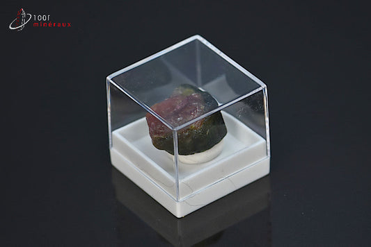 Minéral cristallisé de tourmaline melon d'eau ou elbaïte verte et rose du Brésil