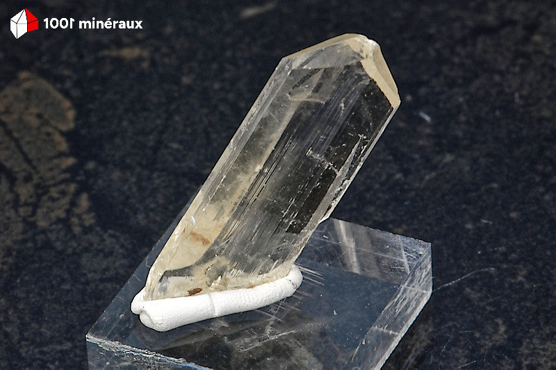 Gypse transparent du Pérou - Cristal de 3,7 x 1,7 x 0,6 cm sur socle - BH710
