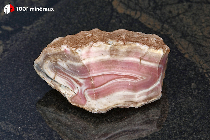 Agate zonée du Botswana - Spécimen brut à une face polie de 59 g - BH728
