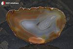 Tranche d'Agate naturelle du Brésil (ovoïde, fines bandes brun clair et foncé, centre translucide) - 43 g / BH768 - Vignette | 1001 minéraux