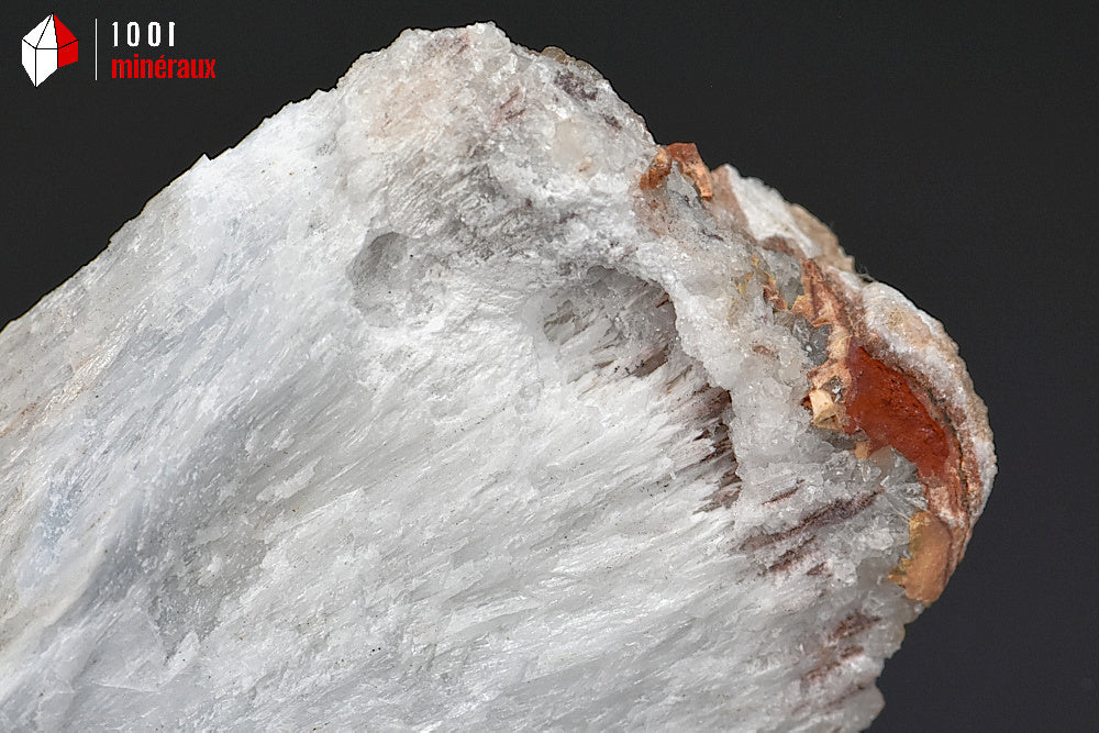 Minéral cristallisé de trémolite blanche de France