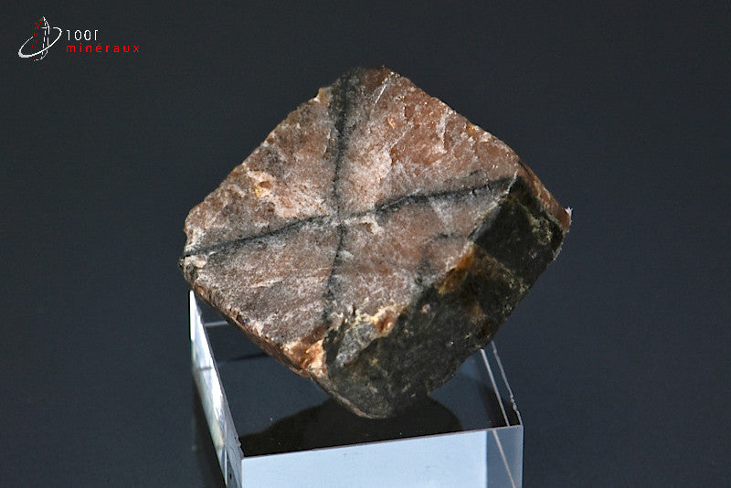 Minéral poli d'andalousite ou chiastolite de France