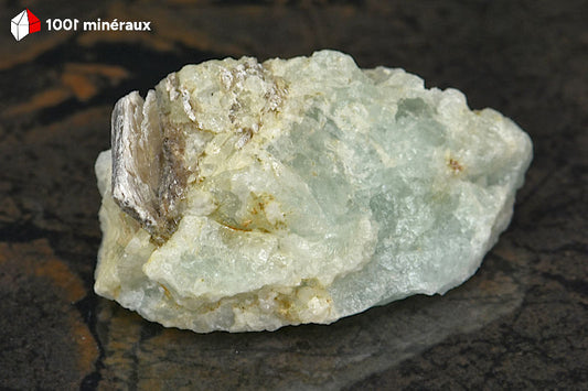 Aigue-marine brute et Biotite du Brésil - Vue d'ensemble, 55 g - BJ140