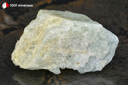 Aigue-marine brute du Brésil - Vue d'ensemble, plans de clivage et facettes naturelles - 59 g