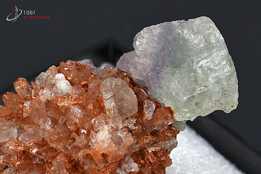 Minéral cristallisé de creedite et fluorine du Mexique