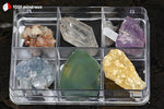 Coffret découverte 6 minéraux (Calcite jaune, Agate, Célestine, Améthyste, Quartz, Aragonite) - 60 g / BJ622 - Vignette | 1001 minéraux