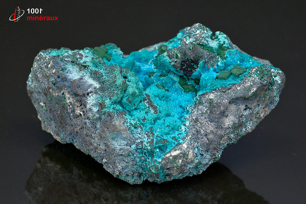 Minéral cristallisé de chrysocolle et malachite de République démocratique du Congo