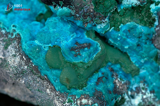 Minéral cristallisé de chrysocolle et malachite de République démocratique du Congo