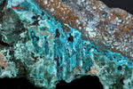 Grande Chrysocolle bleue sur Malachite - R.D. Congo - minéraux bruts 12,1 cm / 365g / BJ816 - Vignette | 1001 minéraux