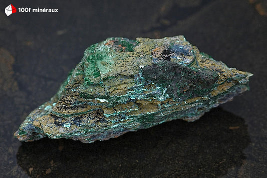 Malachite botryoïdale RDC - Vue de profil, format allongé 11,3 cm - 166 g - BJ817
