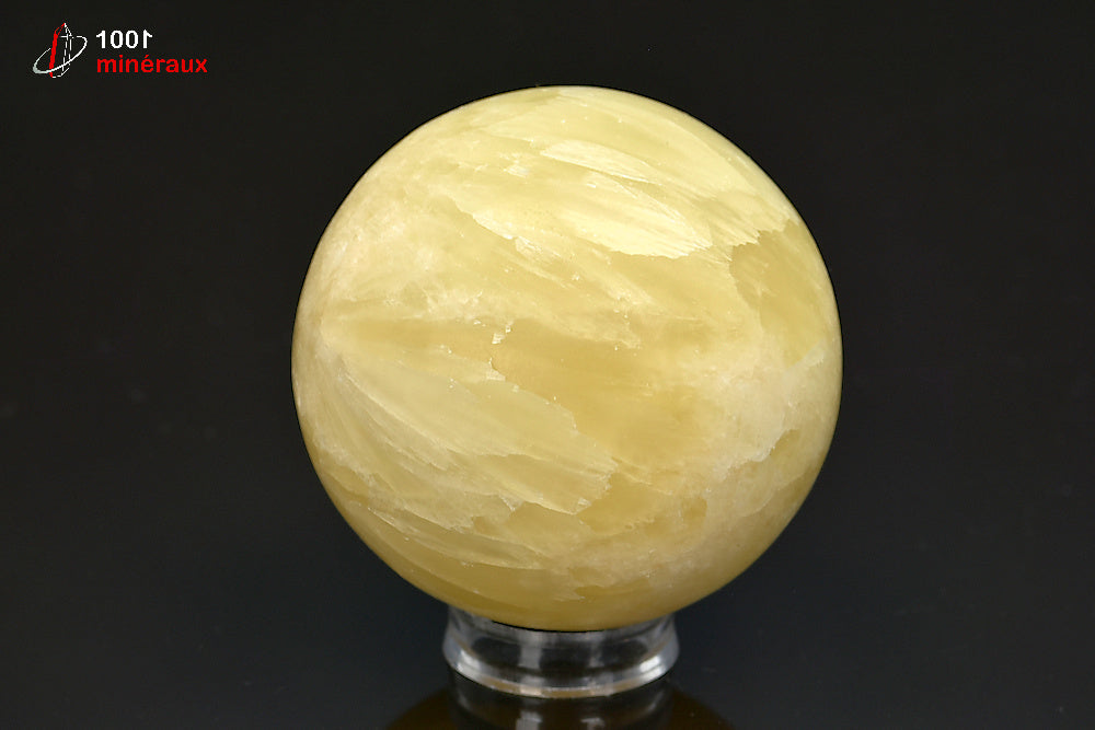 Sphère minérale de calcite jaune lemon du Pakistan