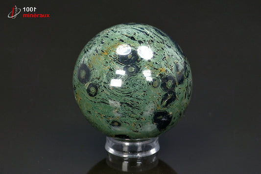 Sphère polie minérale de jaspe kambala vert de Madagascar