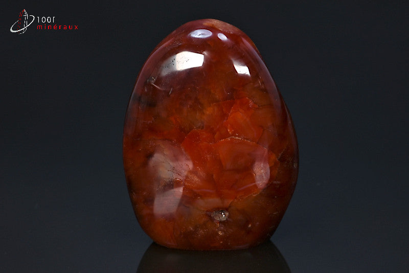 Minéral poli de cornaline rouge de Madagascar en forme libre