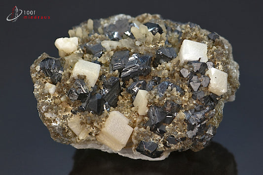 Minéral cristallisé de Blende, calcite, pyrite et quartz du Pérou