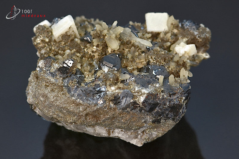Minéral cristallisé de Blende, calcite, pyrite et quartz du Pérou