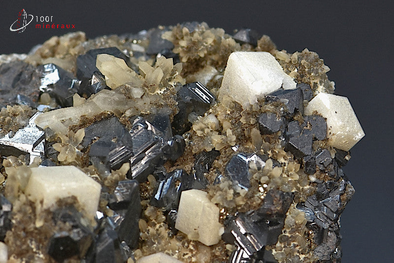 Minéral cristallisé de Blende, calcite, pyrite et quartz du Pérou