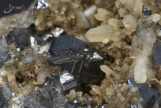 Minéral cristallisé de Blende, calcite, pyrite et quartz du Pérou