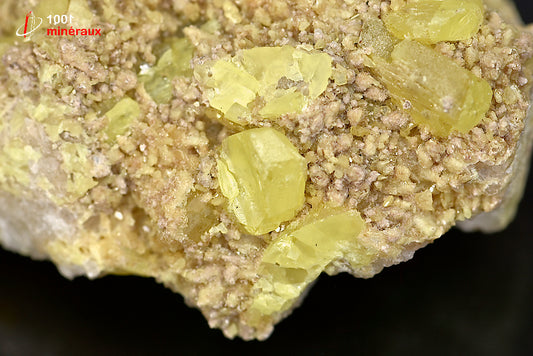 Minéral cristallisé de soufre jaune d'Italie