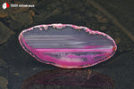 Tranche d'Agate teintée rose du Brésil (allongée, 3 bandes contrastées, cristallisation) - 26 g / BL621 - Vignette | 1001 minéraux