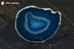 Tranche d'Agate teintée bleue du Brésil (circulaire, alternance bleu foncé et cristallisation) - 46 g / BL629 - Vignette | 1001 minéraux