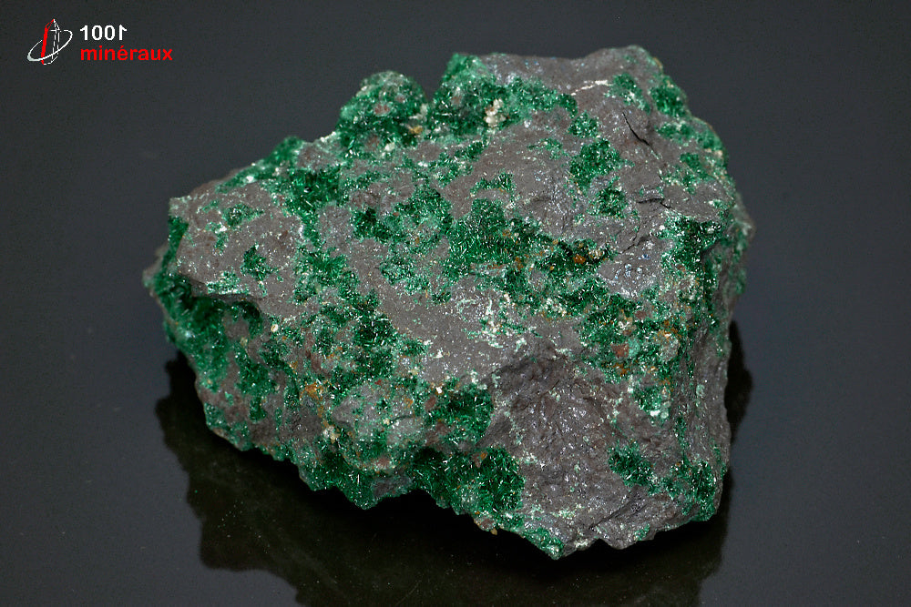 Minéral cristallisé de brochantite verte du Maroc