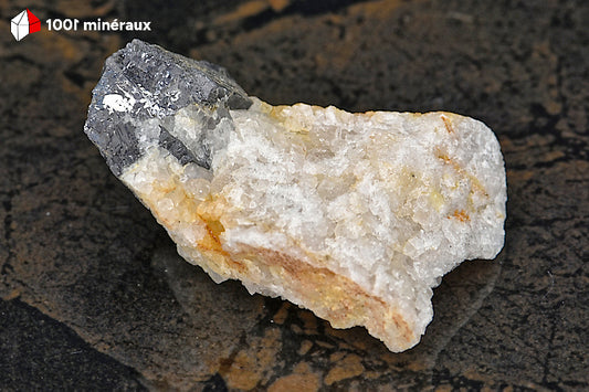 Galène sur Quartz du Maroc - Masse cristallisée à éclat métallique sur Quartz blanc - 112 g - BL85
