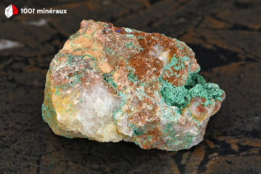 Malachite du Maroc - Vue de la cavité tapissée de Malachite - 5,8 x 4,7 x 3,3 cm - BL91
